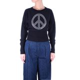 Moschino Jeans Bisiklet Yaka Baskılı Kazak, L, 5003090181, Siyah, Kadın