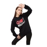 Moschino Jeans Bisiklet Yaka Baskılı Siyah Kadın Sweatshırt, Siyah, XS