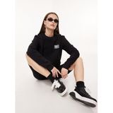 Moschino Jeans Bisiklet Yaka Düz Siyah Kadın Sweatshırt, Siyah, S