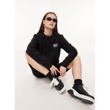 Moschino Jeans Bisiklet Yaka Düz Siyah Kadın Sweatshırt, Siyah, XS