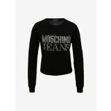 Moschino Jeans Bisiklet Yaka Normal Baskılı Siyah Kazak Kadın A0908