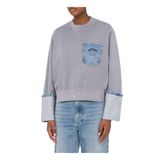 Moschino Jeans Bisiklet Yaka Sweatshirt, M, 5003282877, Gri, kadın