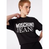 Moschino Jeans Yuvarlak Yaka Baskılı Kadın T-Shirt 241K1J0712, Siyah, M
