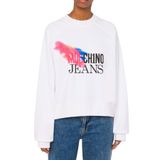 Moschino Jeans Yuvarlak Yaka Baskılı Sweatshırt, M, 5003231497, Beyaz, kadın