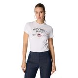 Moschino Jeans Yuvarlak Yaka Baskılı T-Shirt, M, 5003231482, Beyaz, Kadın