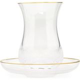 Moser 2li Gold Şeritli Dokulu Kristal Çay Bardağı Takımı - Standart