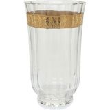 Moser Şeffaf Gold Şeritli Çizgi Dokulu Kristal Vazo - Standart