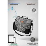 Moserini Omuz Askılı iPad Pro 6.nesil 12.9”/ 7.nesil 13”/ Air M2 ile Uyumlu Desenli Tablet Çantası - Rosetta - Siyah - Beyaz