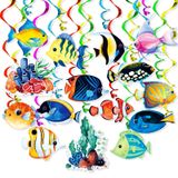 MoShining Tropikal Balık Asılı Swirls Afiş Dekoru 30'lu Paket Folyo Tavana Asılı Swirls Streams Afiş Süslemeleri Deniz Altında Okyanus Kutlama Etkinlikleri Doğum Günü Partisi Malzemeleri Oda Duvar Dekoru
