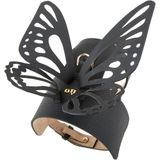 Moshiqa Butterfly Deri Köpek Göğüs Tasması - Siyah