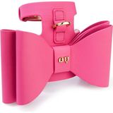 Moshiqa Metapink Bow Pembe Deri Köpek Göğüs Tasması - L