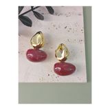 mos&more Bordo Gold Bonbon Hafif Şık Küpe