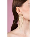 mos&more Gold Taşlı Sallantılı Uzun Kadın Abiye Küpe