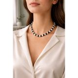 mos&more Marka Model Siyah Beyaz Cam Boncuklu Kolye