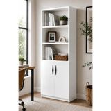 Mossano Nesso Kitaplık Beyaz Çok Amaçlı Dolap Kiler Dolabı 5 Raflı 2 Kapaklı Dolap 180 cm Yükseklik 34 cm Raf Aralığı 60 cm Genişlik 30 cm Derinlik