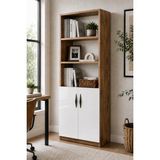 Mossano Nesso Kitaplık Çam Beyaz Çok Amaçlı Dolap Kiler Dolabı 5 Raflı 2 Kapaklı Dolap 180 cm Yükseklik 34 cm Raf Aralığı 60 cm Genişlik 30 cm Derinlik - Atlantik Çam - Beyaz