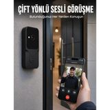 Mossem Kablosuz Akıllı Kapı Zili Gece Görüşlü Wi-Fi Güvenlik Kameralı Kapı Zili