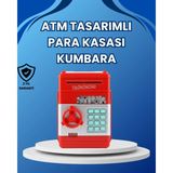 Mossem Kırmızı Atm Tasarımlı Şifreli Para Kasası Kumbara