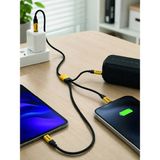 Mossem USB 3'ü 1 Arada Şarj Kablosu 240W Pd Destekli Çoklu Şarj Kablosu