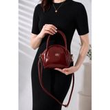 mossi Bordo Rugan Suni Deri Kadın Mini El Ve Omuz Çantası