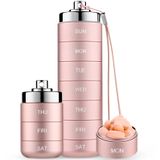 Mossime Metal Seyahat Hap Organizatörü, Taşınabilir 7 Günlük Vitamin Organizatörü İstiflenebilir, Su geçirmez Günde 1 Kez Hap Kutusu, Büyük Hap Konteyner, Vitamin için Günlük İlaç Organizatörü, Balık