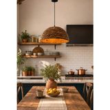 Mosso Kavara El Örgüsü Muz Ağacı Kabuğu Avize, Doğal Bohem Tekli Sarkıt - Hasır Rengi
