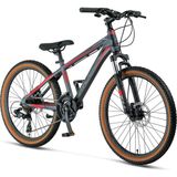 Mosso Wildfire 24H 13 Kadro Hidrolik Disk Fren Dağ Bisikleti (135 / 155 cm Arası Boy) - Mat Antrasit - Gri - Kırmızı