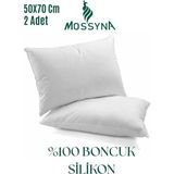 Mossyna 2'li Boncuk Silikon Dolgulu Yastık 50 x 70 cm Nonwoven Yıkanabilir - Beyaz