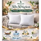 Mossyna 2'li Kırlent Iç Yastık Boncuk Silikonlu Ultra Dolgun Farklı Ebatlar Seçenekli ve Yıkanabilir - 50 x 50 cm - Beyaz