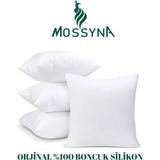 Mossyna 4'lü Ultra Dolgun Kırlent Iç Yastık Boncuk Silikon Farklı Ebat Seçeneği ve Yıkanabilir - 45 x 45 cm - Beyaz