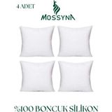 Mossyna 4'lü Ultra Dolgun Kırlent Iç Yastık Boncuk Silikon Farklı Ebat Seçeneği ve Yıkanabilir - Beyaz - 49 x 49 cm