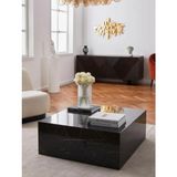 Most Lignum Mermer Görünümlü %100 Mdf Siyah Orta Sehpa 80X80 Cm. (Evinize Teslim)