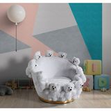 Most Teddy Kids Ayıcıklı Beyaz Peluş Kumaş Döner Berjer (Evinize Teslim)