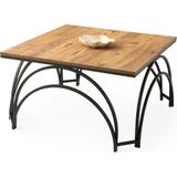 Mostar Kare Orta Sehpa Diş Budak Desen Sehpa Tablası Siyah Metal Tasarım Ayak