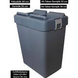 Motek Antrasit 28 Litre Mini Tasarım Geri Dönüşüm Ofis Çöp Kutusu