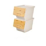 Motek Bambu Tekerlekli Organizer Çok Amaçlı Saklama Kutusu 2X12 Lt