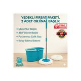 Motek Fix Mop Set Pratik Temizlik Seti Sıkma Sistemli Döner Başlıklı (2 Adet Başlık)