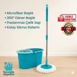 Motek Fix Mop Set Pratik Temizlik Seti Sıkma Sistemli Döner Başlıklı - Turkuaz