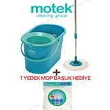 Motek Fix Mop Temizlik Seti +1 Adet Mikrofiber Mop Başlık Hediyeli Fix Mop Yedekli - Altın
