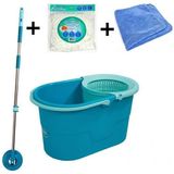 Motek MT17 Fix Mop Temizlik Seti Mavi Renk Yedek Başlık ve Mikrofiber Bez ile 1 Adet