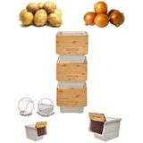 Motek Patateslik Soganlik Sepeti Oyuncak Kutusu Tekerlekli Organizer Cok Amacli Kutu 3X12lt-Bambu+Krem