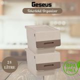 Motek Tekerlekli Patateslik Soğanlık Oyuncak Kutusu Patateslik Soğanlık Sepeti 2X12LT Krem+Açık Kahve