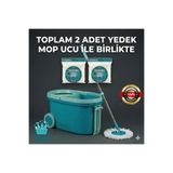 Motek Tekerlekli Taşıma Saplı Comfort Mop Temizlik Seti (Toplam 2 Yedek Mop)