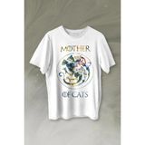 Mother Of Cats Mom Kedi Annesi Hayvansever Veteriner Mommy Baskılı Tişört Unisex T-Shirt - Beyaz - XL