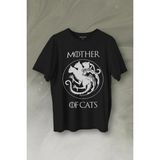 Mother Of Cats Mom Kedi Annesi Hayvansever Veteriner Mommy Baskılı Tişört Unisex T-Shirt - Siyah - XL