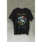 Mother Of Cats Mom Kedi Annesi Hayvansever Veteriner Mommy Baskılı Tişört Unisex T-Shirt - Siyah