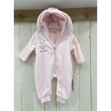 Mother Wings Tavşan Kulaklı Kapüşonlu Yumuşak Soft Kumaş Önden Fermuarlı Prenses Tavşan Desenli Kız Bebek Tulum Kozmonot - 1 Yaş - Bebe Pembe