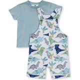 Mothercare Erkek Bebek Şort Salopet-Tshirt Dinozor Baskılı Bisiklet Yaka Kısa Kol Reçme - 3 - 6 Ay - Ekru Çizgili