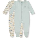 Mothercare Erkek Bebek Tulum Hayvan Baskılı Çıtçıtlı Bisiklet Yaka Long Sleeve Patikli - Mint - 0 - 1 Ay