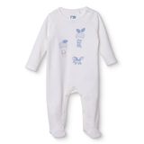 Mothercare Erkek Bebek Tulum Hayvan Baskılı Fermuarlı Bisiklet Yaka Uzun Kol Patikli - Ekru